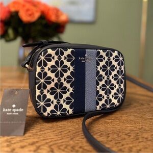 NWT! New! Kate Spade Spade Flower Jacquard Everything Mini Camera Bag Blue Multi
